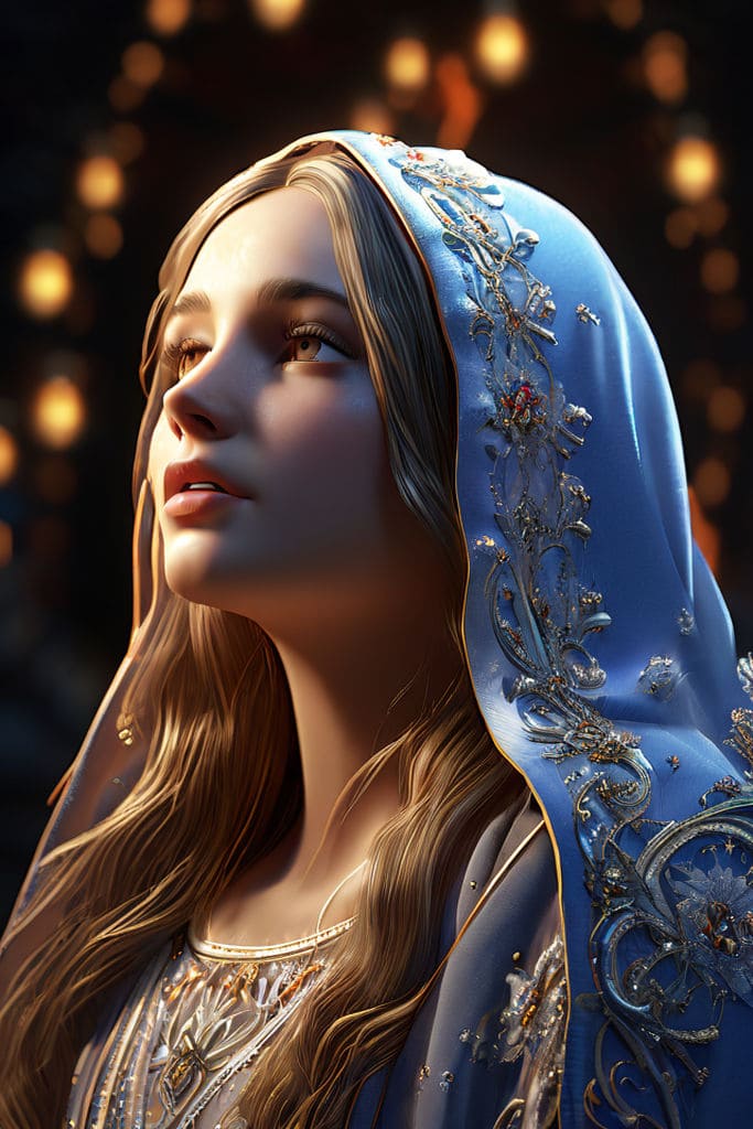 Retrato criado com IA da Virgem Maria