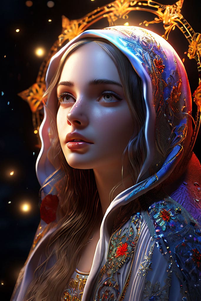 Retrato criado com IA da Virgem Maria