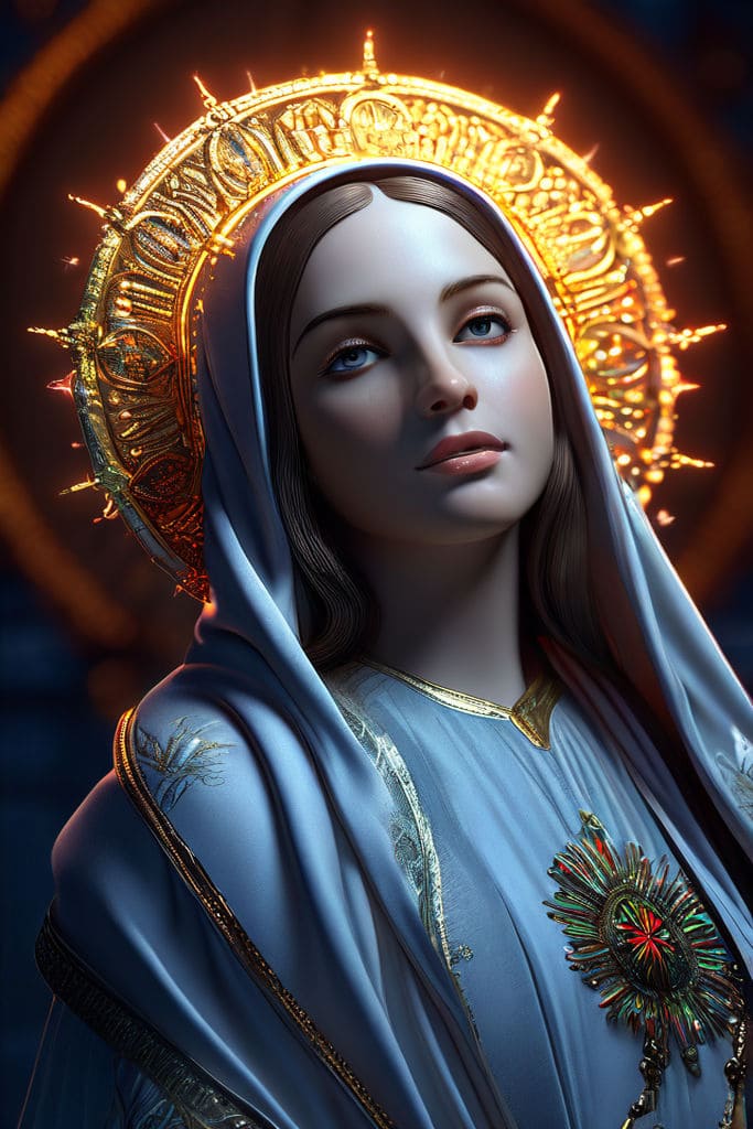 Retrato criado com IA da Virgem Maria