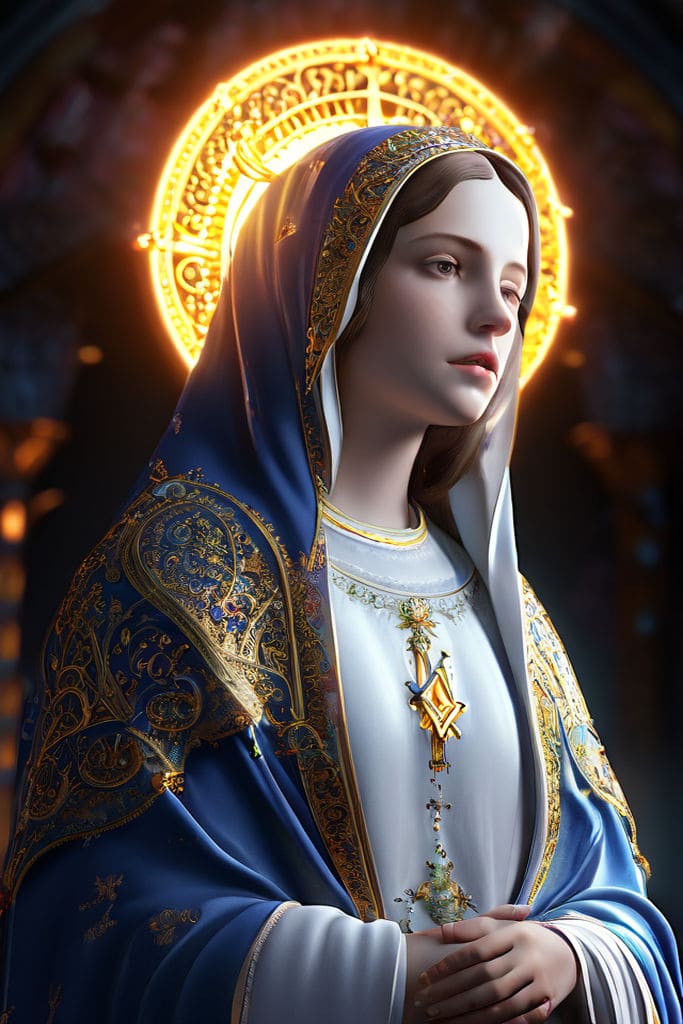 Retrato criado com IA da Virgem Maria