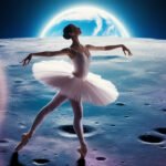 Bailarina dançando na lua