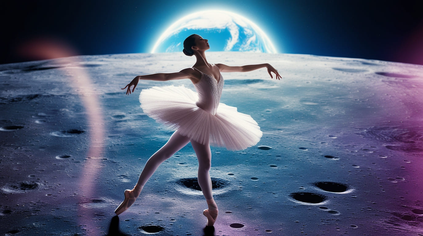 Bailarina dançando na lua