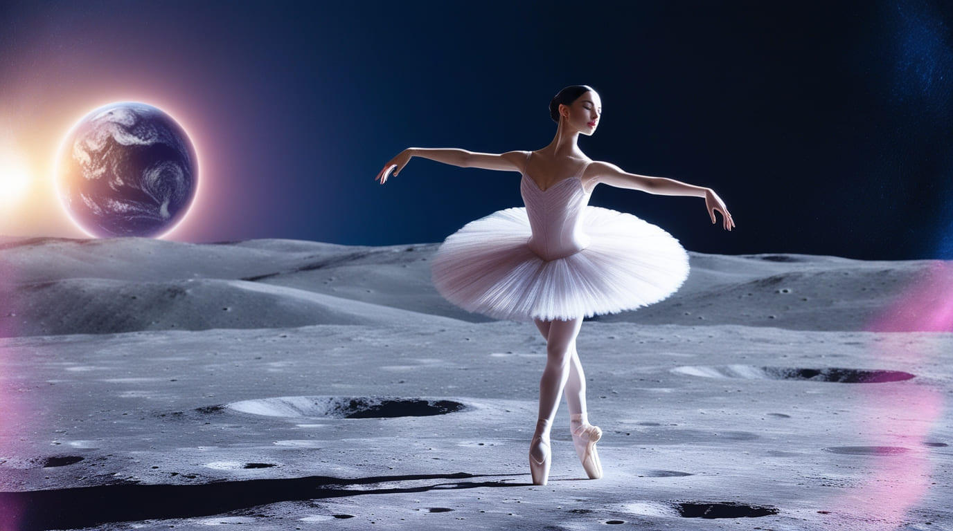 Bailarina dançando na lua