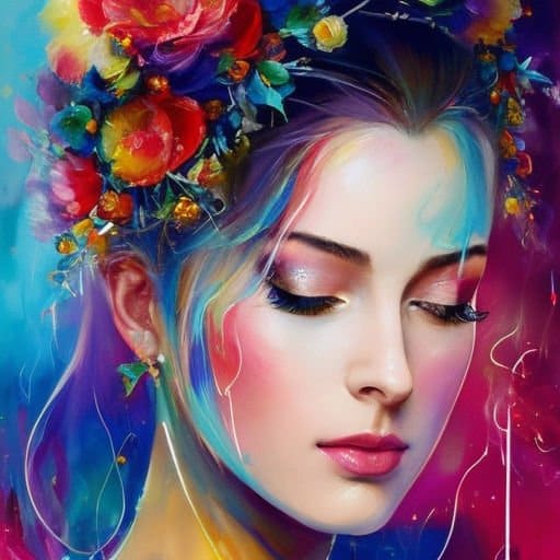 Fast Art Web - Photorealistic concept art -Rainbow flowers