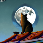 Gato olhando para lua desenho