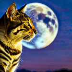 Desenho de gato olhando a lua