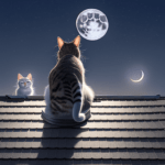 Gato olhando para lua desenho