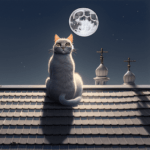 Desenho de um felino olhando a lua