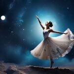 Bailarina dançando na lua