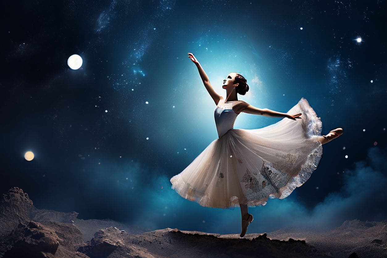 Bailarina dançando na lua