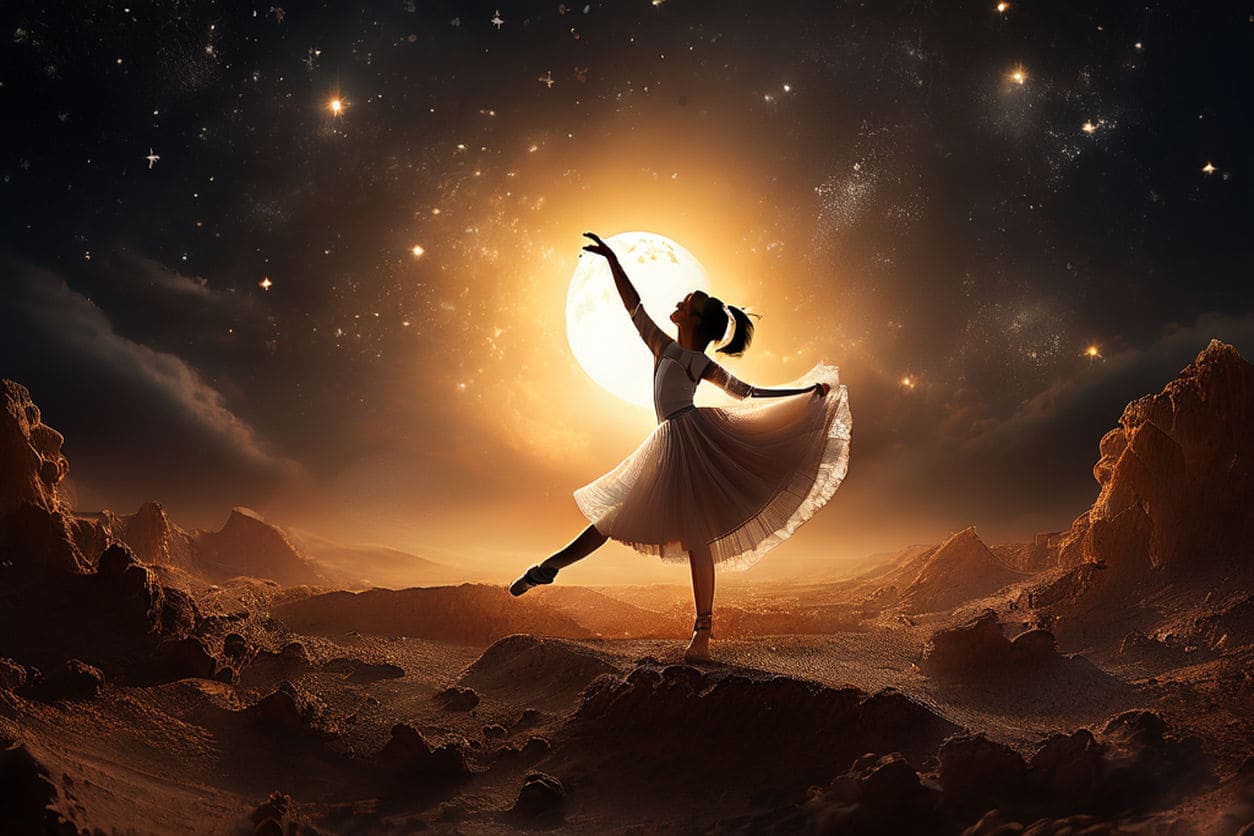 Bailarina dançando na lua