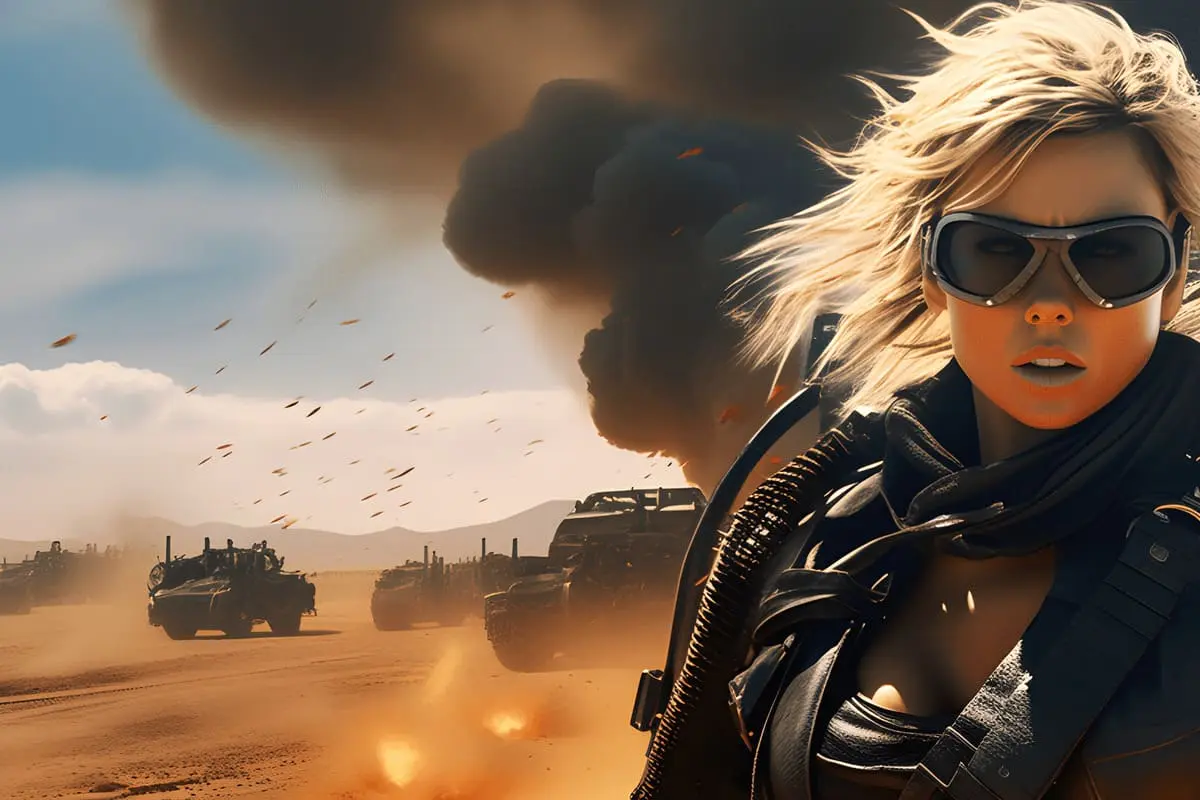 Charlize Theron. Mad Max. Imagem criada com AI