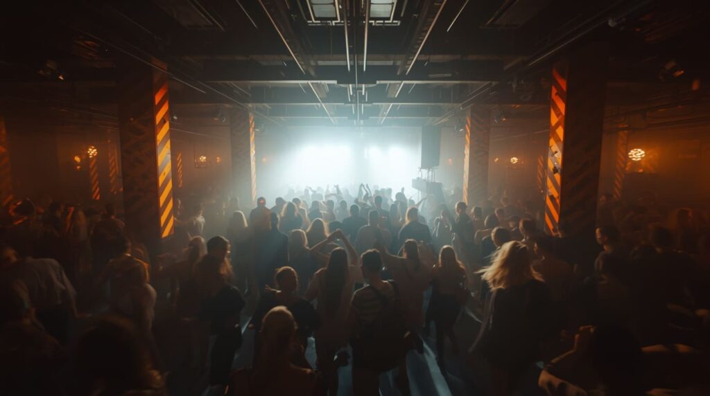 A pista de dança de um clube inspirado no The Haçienda, onde Bizarre Love Triangle se tornou um hino.