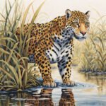 Imagem criada com IA de uma Panthera onca no Pantanal, Onça-Pintada