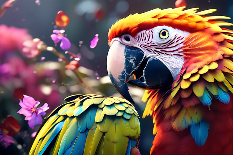 Arara colorida criada com AI