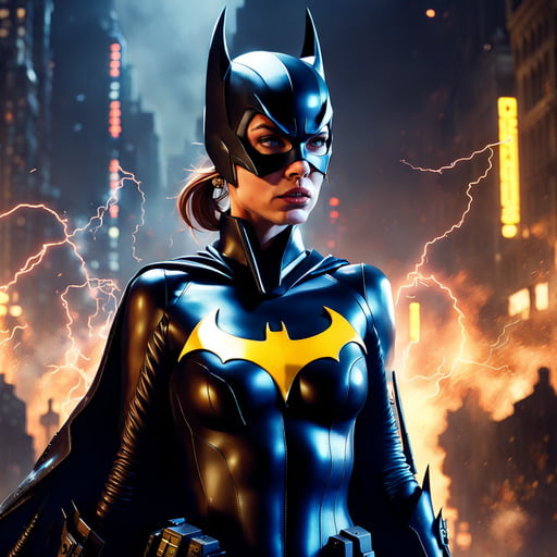 Imagem da Batgirl num cenário com raios