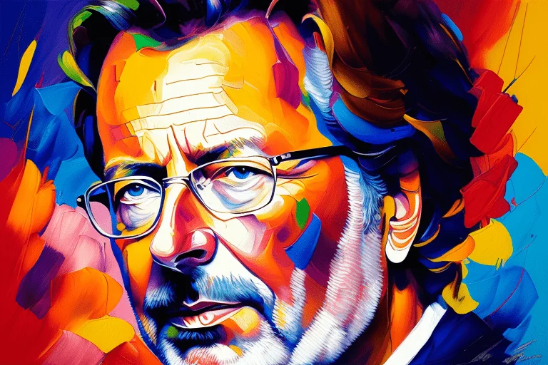 Pintura estilo acrílica do cantor Eric Clapton