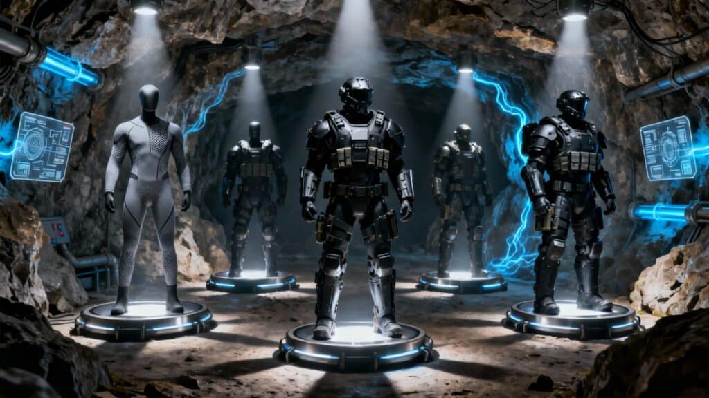 Evolucao trajes Batman o cavaleiro das trevas. Batcaverna armaduras.