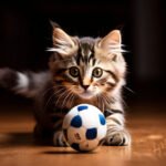 Gato brincando com bola