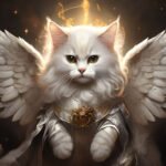 Gato fantasiado de anjo. Curiosidades sobre gatos