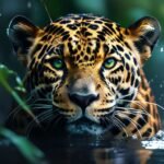 Imagem de onça pintada. Espécie em extinção no Brasil