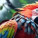 Pintura de arara vermelha