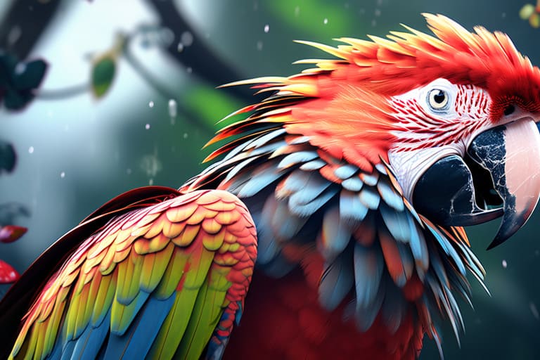 Pintura de arara vermelha