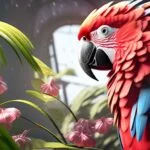 Pintura de arara vermelha