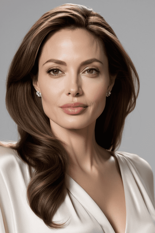 Retrato de Angelina Jolie feito com IA
