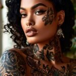 Tatuagem estilo floral. Imagem criada com IA