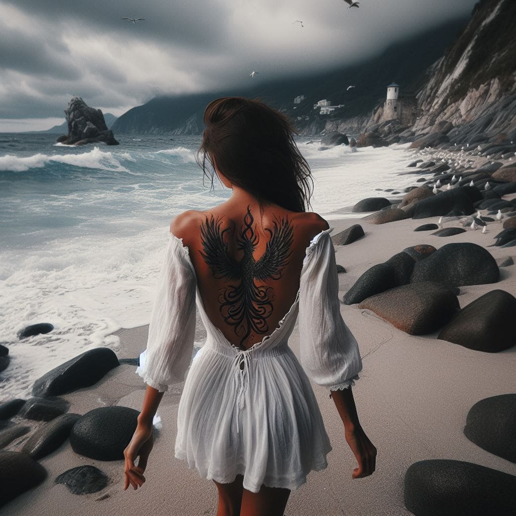 Tatuagem feminina nas costas