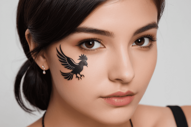 Tatuagem feminina no rosto. Tatuagens