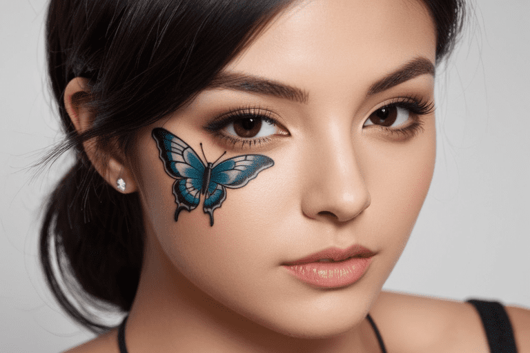 Tatuagem feminina no rosto. Tatuagens