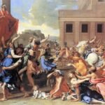 Pintura Barroca O Rapto das Sabinas de Nicolas Poussin