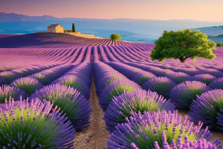 Campos de lavanda pintura
