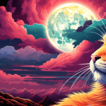 Gato olhando para a lua desenho