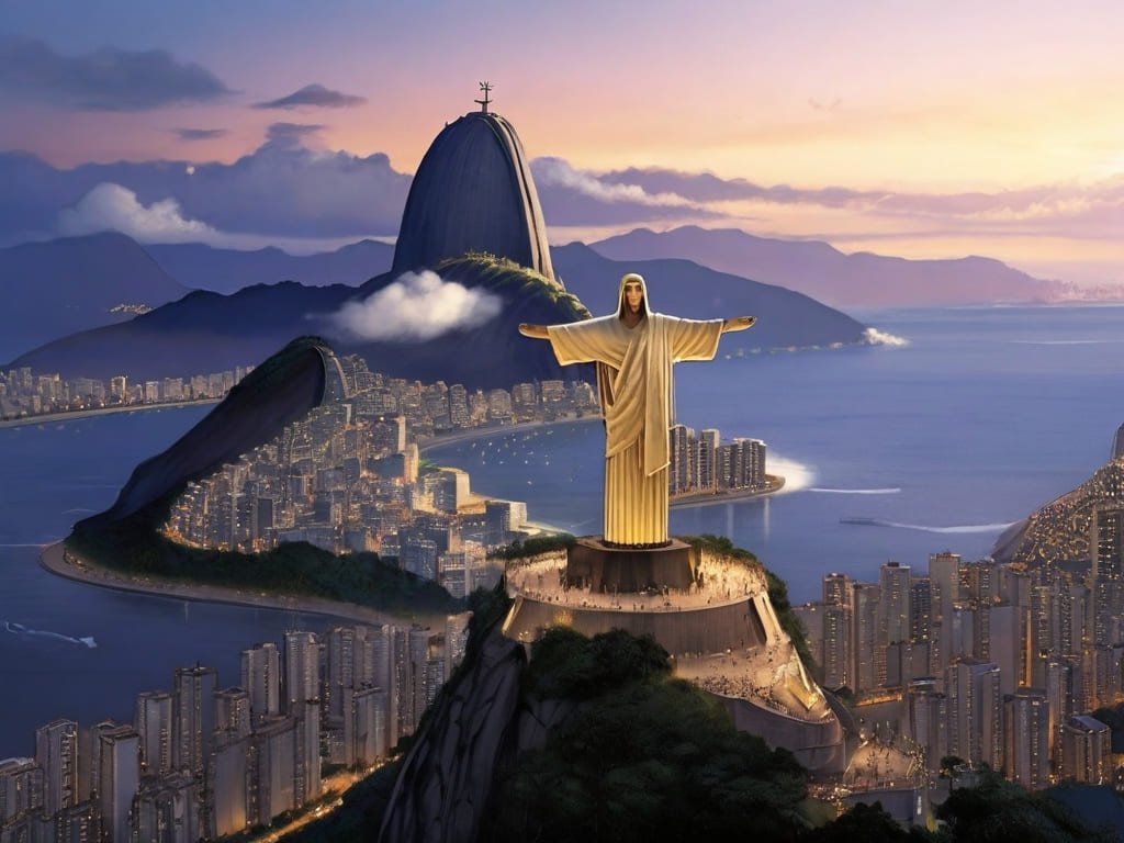 Desenho do Cristo Redentor criado com AI