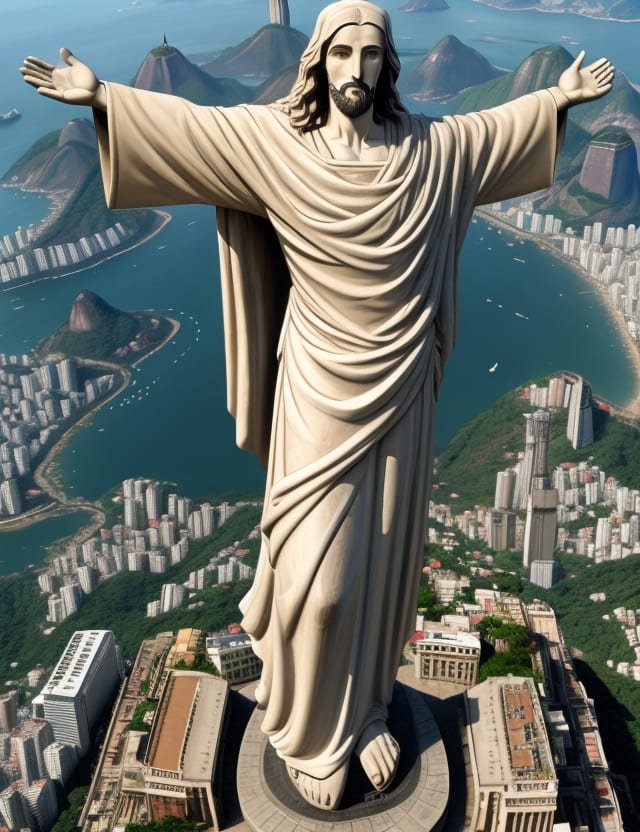 Desenho do Cristo Redentor criado com AI