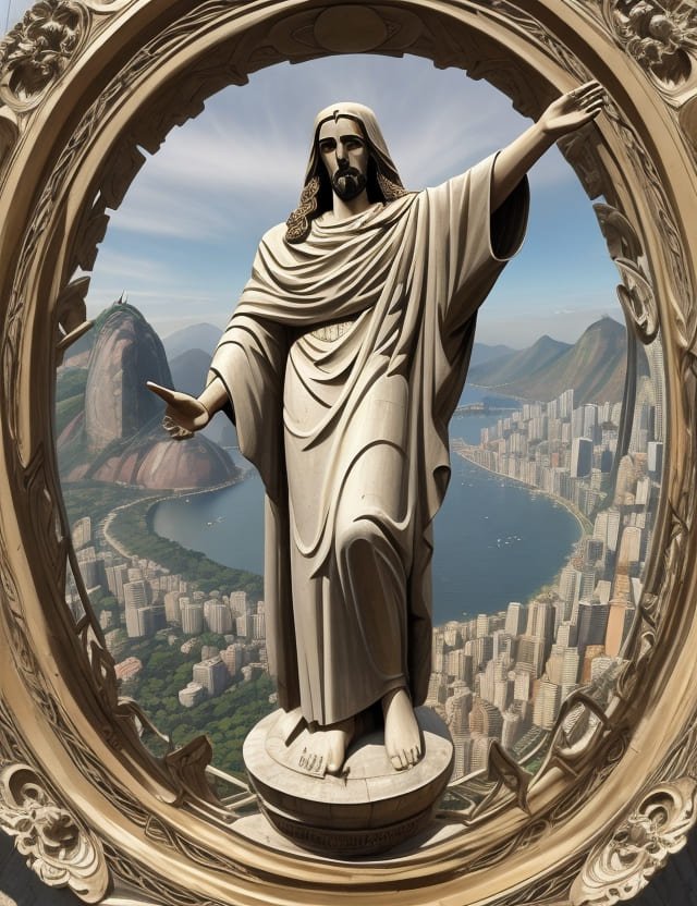 Desenho do Cristo Redentor criado com AI