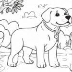 Desenho para colorir de um cão Labrador Retriever