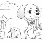 Desenho para colorir de um Beagle. Raças populares de cães
