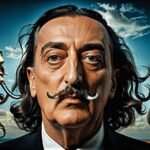 Ilustração representando o lado sombrio de Salvador Dalí