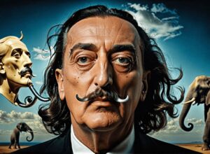 Ilustração representando o lado sombrio de Salvador Dalí