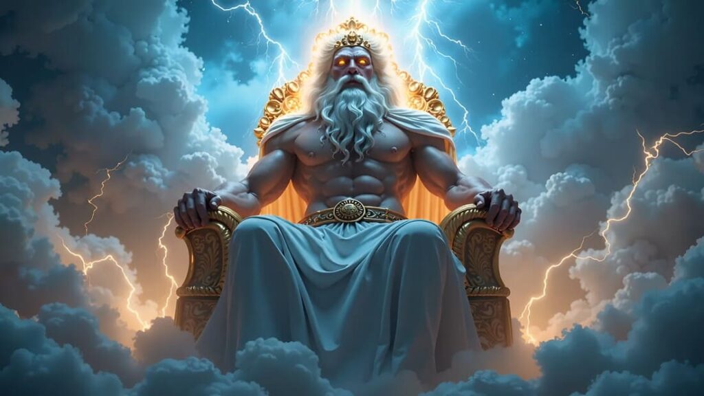 Imagem de IA de Zeus em estilo futurista