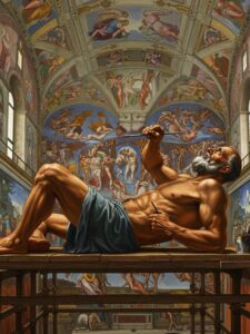 Michelangelo pintando o teto da Capela Sistina