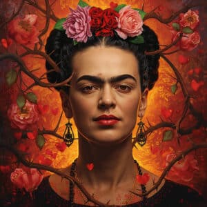 Frida Kahlo vermelho dor paixão pintura digital
