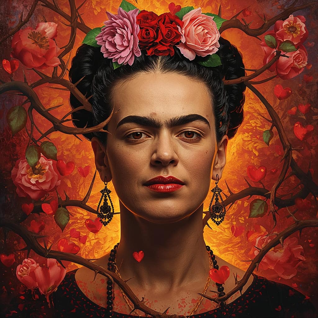 Frida Kahlo vermelho dor paixão pintura digital