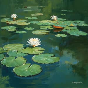 Monet verde serenidade arte digital impressionista