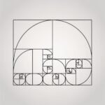 Ilustração geométrica da construção da Espiral de Fibonacci a partir de quadrados com lados de números de Fibonacci.