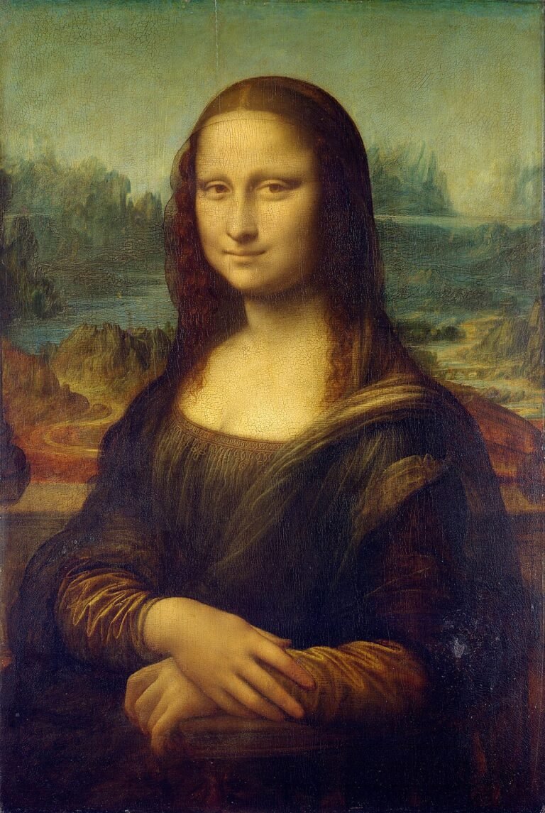 Mona Lisa, retrato de Lisa Gherardini pintado por Leonardo da Vinci por volta de 1503, em estilo renascentista com sfumato